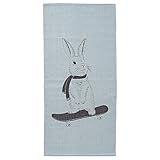 Bloomingville Cotton Rug with Rabbit On Skateboard, Sky Blue [並行輸入品]