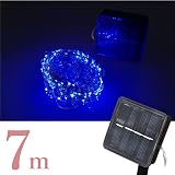 イルミネーション ソーラー LED ワイヤー 7m ブルー 50球 防水 銅配線 クリスマスツリー 青 _76222