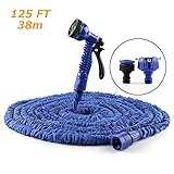 Firlar 伸縮ホース 伸びるホース マジックホース 散水 ホース ノズル リール 3倍に伸びる（11m→33m） 7パターン 丈夫 耐久性 英語マニュアル ガーデニング 洗車 掃除 園芸 (ブルー
