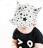 ベビー キャップ カワイイ ツノ付 スター キャップ ハット ( 赤ちゃん 幼児用 頭囲 48～50cm ) (ホワイト)