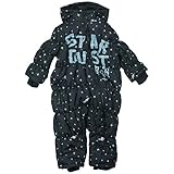 【H27年冬物】 GARACH(ギャラッチ) 英字ロゴ総柄中綿入り防寒ジャンプスーツ 80cm/BK NO.AH-534309