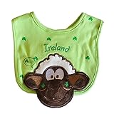 Seamus the SheepグリーンSqueaky Bib withシャムロックアイルランドデザインとテキスト