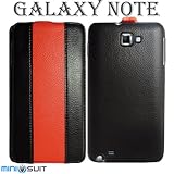 Galaxy Note 専用　レザーケース　フリップスタイル　ブラック＆レッド