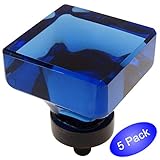 Cosmas 6377orb-blオイルはブロンズキャビネットハードウェアSquareノブwithブルーガラス – 1 – 3 / 8 " Square – 5パック
