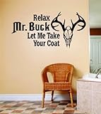 リラックスMr。Buck AnimalハンティングハンターMan with gun画像アート – Boys Kidsベッド部屋スポーツ趣味 – ピールスティックステッカー – ビニール壁デカール – 