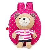 【Pedonir】子供　迷子防止ひも リード付き　ハーネスリュック　クマ　熊　子供用　リード　迷子紐　お出掛けバック　かばん　赤ちゃん　リュック　可愛い (ピンク)