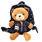 可愛い迷子防止赤ちゃんリュックサック クマ リュックぬいぐるみ付きリュック リード付き ハーネス付き/ベビー リード付きリュック 迷子防止ひも (ネイビー)