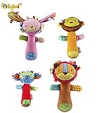 aipinqi新生児赤ちゃん1セットの4ピースのハンドスティックSoothing Toys Appeasing動物シャムPlush Puppets BBロッドHandbell Rattleおもちゃ