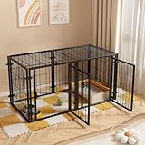 HEEOREV ペットサークル 犬 ゲージ ペットフェンス 犬 サークルケージドア付き （2つのドア、140x70x80cm、ホワイト）栅 組立簡単 レイアウト自由 トイレトレーニング 脱走防止 自立 ケージ 犬用 小型犬 中型犬 大型犬 ペット用品 DIY 室内外兼用 多頭飼い 安全柵 （屋根面付き）