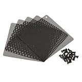 uxcell 140mmファンフィルターグリル PVC製 ブラック メッシュ防塵ケースカバー 通気孔 ラップトップクーラー PC コンピュータ用 電気部品スクリーンろ過 5個入り