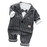 男の子 スーツ Cuteshower 子供スーツ ベビー服 フォーマル 洋服 お宮参り 入園式 結婚式 七五三 3点セット ストライプ グレー 70cm