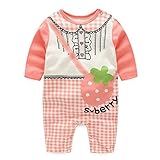 エルフ ベビー(Fairy Baby)新生児服 春秋用カバーオールロンパース 長袖 可愛いプリント 12M イチゴ柄