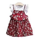 WIN ベビーガールのドレスのノースリーブ かわいい 女の赤ちゃんのチュチュドレスプリンセスパーティーのスカート (110cm, レッド)