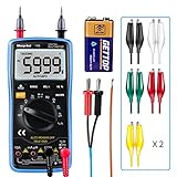 Morpilot デジタルマルチメーター 自動測定 6000カウント実効値 DC/AC電圧・電流・抵抗・容量・周波数・温度・連続性 テスター 大型バックライト付きLEDディスプレイ搭載