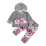 (プタス)Putars ベビー服 子供服 上下セット パーカー 女の子 男の子 バラ柄 ストライプ柄 可愛い 秋 冬 スポーツ 運動会 旅行 記念日 プレゼント 6-24ヶ月