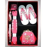 七五三 刺繍(マリ)はこせこセット 3サイズ5色/L(7歳用21cm) ピンク