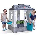 Step2 きちんとしたコテージ キッズプレイハウス 屋内/屋外プレイセット 音付きインタラクティブプレイ 丈夫なプラスチック製 1.5歳以上の幼児用 グレー