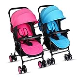QXmEiツインベビーカーポータブルCan Sit Down and Can Lie Downアルミニウム合金1 to 3 years old baby折りたたみ式取り外し可能ウルトラライト衝撃吸収機