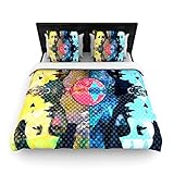 Kess InHouse 88 by 104' Suzanne Carter Kimono Girl Woven Duvet Cover, King, Yellow Blue [並行輸入品]