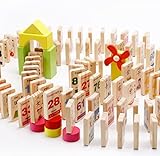 【 Alnair 】 ドミノ倒し ドミノ 木のおもちゃ 木製 おもちゃ 積み木 100PCS 知育玩具 漢字 算数 数字 【 送料無料 】