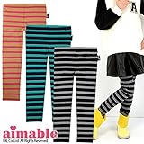 (エマーブル) AIMABLE ラメ入り鹿の子ボーダーレギンス 130 ピンク