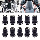 X-STYLE 汎用 10個セット M5 5mm スクリーンボルト & ウェルナット セット バイク用 ウィンドシールド ウインドスクリーン 風防ネジ ウェルナット 六角レンチ付き （ブラック）