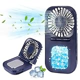 【2024夏 大風量&折り畳め】携帯扇風機 手持ち扇風機 冷却プレート付き 強力送風 3段階風量調節 最大6時間動作 Type-C急速充電 