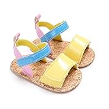 SCFLIFE新生児幼児の靴キッズベルクロストラップ人工PUカラフルな夏のサンダル 出産祝い 滑り止め 柔かい (13, 黄)