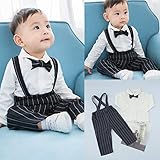 Asiso ベビー服 男の子 フォーマル 洋服スーツ 子供服 サロペット 蝶ネクタイ 結婚式 入学式 入園 出産祝い 誕生日会 3点セット 80 長袖