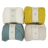 DARUMA Knitting Cotton ニッティングコットン 100ｍ ４色セット 棒針編み 編み物 綿100％ ストレートヤーン糸 (マスタード)
