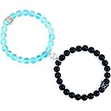 Magnetic Couple Bracelets King&Queen Crown Couple Bracelets His and Her Friendship 8mm Beads Bracelet