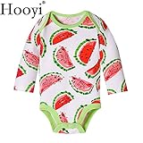 hooyi新生児服の男の赤ちゃんのボディスーツロングスリーブワンピースのスーツは、100 %の綿のbebeパッチ動物園の動物漫画tシャツ (13緑, 3Month)