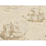 York Wallcoverings GX8168SMP Passport Ghost Ships Wallpaper Memo Sample, 8-Inch x 10-Inch, Antique B