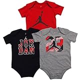 NIKE(ナイキ)エア・ジョーダン 赤xグレーx黒トロピカルJORDANジャンプマン半袖ボディスーツ3枚セット (6-9months（身長約70-75cm）) [並行輸入品]