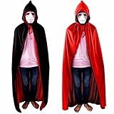 [ミューズ]ハロウィン クリスマス マント ドラキュラ風 赤黒 リバーシブル コスプレ イベント 衣装 (140ｃｍフード付き)