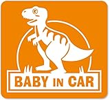 imoninn BABY in car ステッカー　【マグネットタイプ】　No.71　ティラノサウルスさん　（オレンジ色）