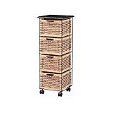 籐＆アイアンランドリー　4段　キャスター付き　ＳＩｓｉＲＮ010803040ＢＫｉｓ