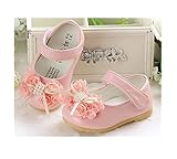 WIN ベビー 夏 シューズ 赤ちゃん 可愛い プレゼント 軽量 履かせやすい マジックテープ ストラップ 花 新生児 フォーマル靴 (12cm, ピンク)