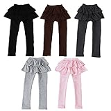MITSUE Fashion ２段 フリル 子供服 キッズ服 スカッツ 清楚 な 女の子 に ぴったり スカート 付 レギンス 5色から選べます タグ 140(推奨120cm)ライトグレー