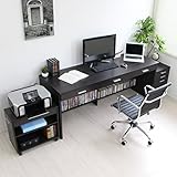 送料無料 パソコンデスク 書斎机 システムデスク 180cm幅 3点セット デスク+チェスト+ラック ダークブラウン CPB033SETDBR