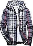 ［ジェイストア］ ブルゾン ジャケット 春 秋 冬 フード付き チェック 柄 パーカー アウトドアジャケット メンズ ぱーかー フード 韓国 春服 マウンテンパーカー ハイキング 登山 ユニセックス ランニング ジャージ スポーツウェア 大きいサイズ ウィンドジャケット ジャンパー ランニングウェア トレーニング 大きめ 学生 オオキイ 丈 フードつき ミリタリー グレー 2S-J06-GYL