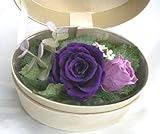 天然誕生石アクセサリー付　2月のバースデーフラワー香る BOXアレンジ 紫のバラのアレンジ プリザーブドフラワー