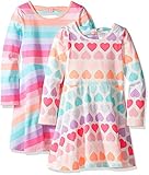 The Children's Place Little Girls and Toddler Skater Dress (Pack of 2) Multi Stripe/Multi Hearts 5T 