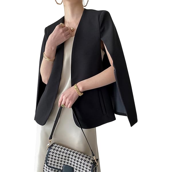 Amazon | [ニッセン] レディーススーツ セットアップ対応ケープ風