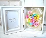 ほんのり香る 100% プリザーブドフラワー ギフト [レインボー フォトフレーム] 写真立て　レインボーローズ