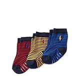 ラルフローレン　Ralphlauren ストライプクルーソックス　3足セット [並行輸入品]