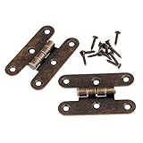 dophee 2pcs 55 x 35 mmアンティークブロンズIron h-typeヒンジのビンテージ木製ボックスツールボックスキャビネット食器棚