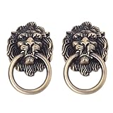 SODIAL(R)金属ライオンヘッドスタイルのドアプルハンドルノブ　ブロンズトーン
