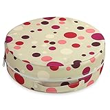 Zicac　座布団　高さが変わるクッション　食事用　4色　円形　水玉柄　取り外し便利　麻布+密度の高いスポンジ　子供用シートクッション　様々な椅子に適用です　2歳以上キッズにご利用可能 (サイズ1, 
