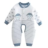 【SEBLES】ベビー服 ヒツジ プリント 蒸れにくい 前開き 長袖 長ズボン カバーオール 赤ちゃん(ブルー,73cm)